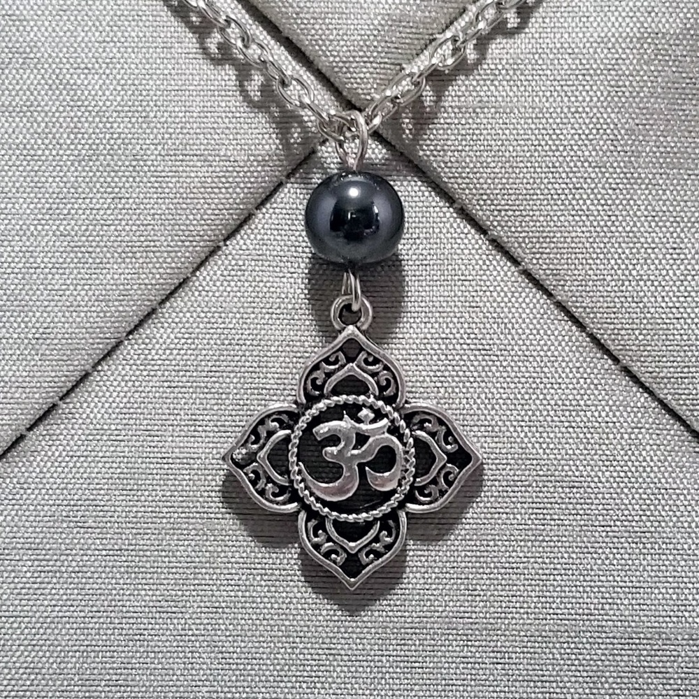 OM Charm & Hematite Necklace